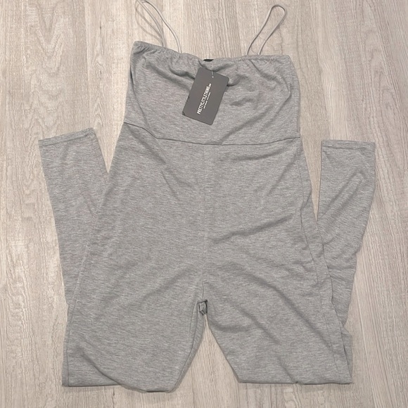 PrettyLittleThing Pants - Grey Basic Strappy Jumpsuit